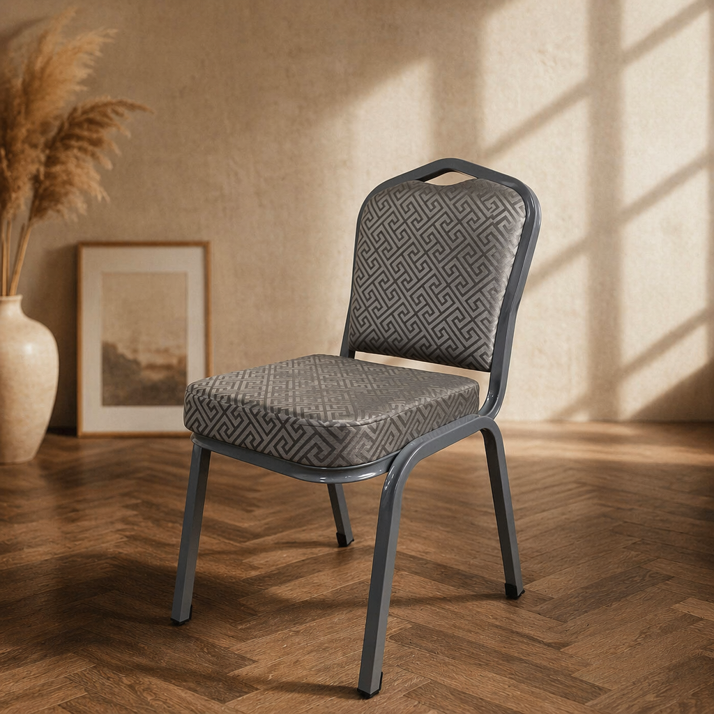 Gri Desenli Hilton Sandalye — Gri Çerçeve